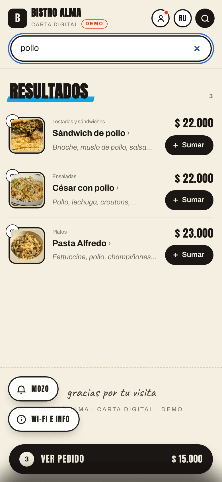 Búsqueda, filtros y favoritos